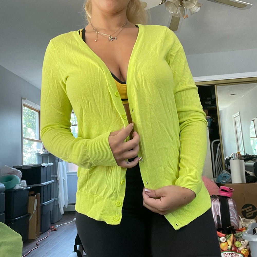 FOREVER 21 Size Large Lime Business Green Cardigan